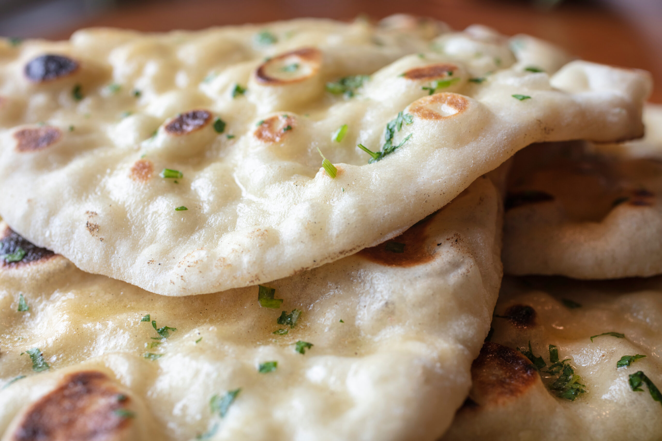 close up of plate of naan bread